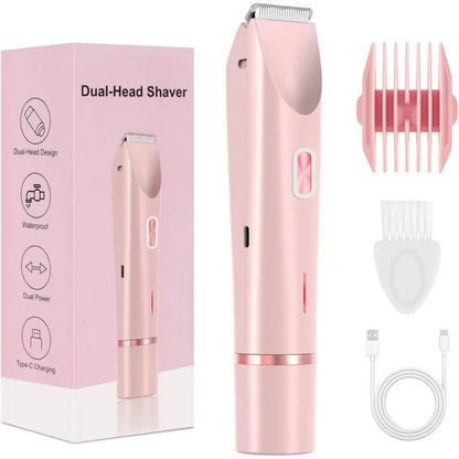 Dual-Use Charging Electric Hair Trimming Tool for Ladies, Dual Head Design for Facial & Body Grooming, Cordless Washable Device for Wet & Dry Daily Skin Grooming Supplies